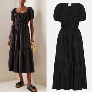 Matteau Drawcord Midi Dress in Black 3 6 NWT
